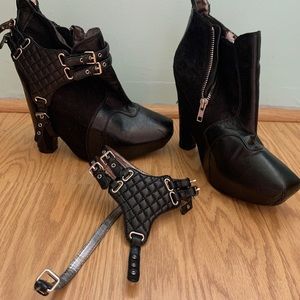 Sam Edelman Black biker Bondage Platforms sz 8